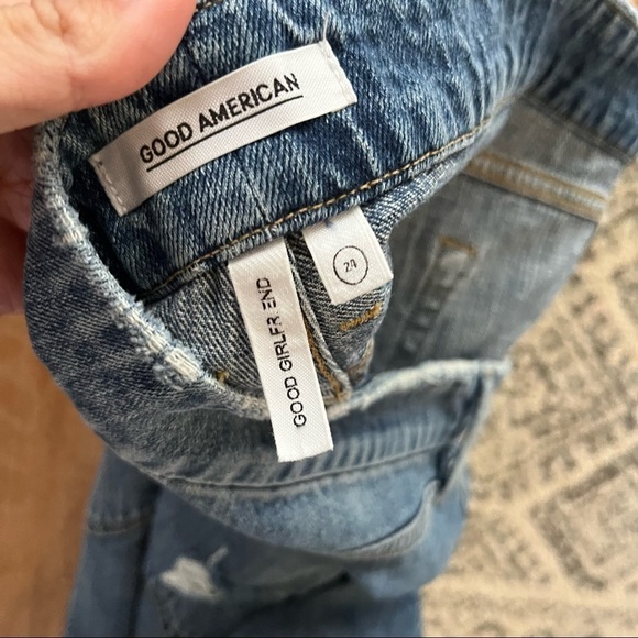 Good American Distressed Good Girlfriend Jeans Side Step Straight Leg Plus Size - Picture 8 of 14